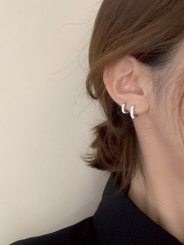 小麋人925黑白純銀耳扣創意簡約耳圈日韓耳環耳釘耳骨釘網紅男女