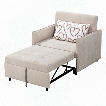 文創集 馬可棉麻布前拉式單人沙發椅/沙發床(二色可選)-96x94x93cm免組