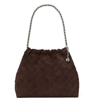 精選★TORY BURCH Fleming 雙鏈條 細褶細節 絨面革 托特包Tote包購物袋單肩手提包 166064/167727【母親節禮物★菲尼斯 國際精品3折起 春夏新品 換季下殺】