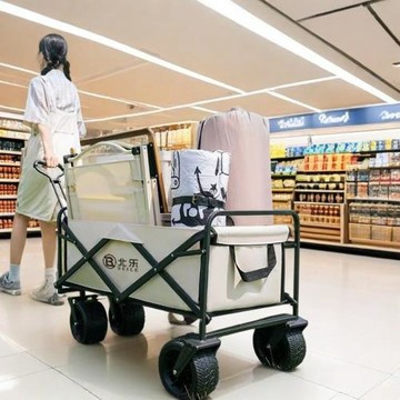 輕便露營小推車野餐車便攜營地拖車購物車可折疊家用野營車