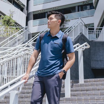 涼感輕丹寧運動 polo 衫(TCool涼感透氣)-藍