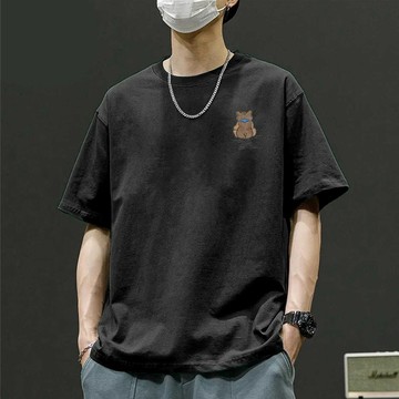 重磅刺繡短袖t恤夏季圓領潮流簡約高級感體恤純棉洋氣上衣T恤百搭