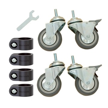 dayneeds 75mm儀器輪4入+束管輪套(二活二煞)一英吋管專用 輪組 二煞二活 一組四顆 鐵架專用輪