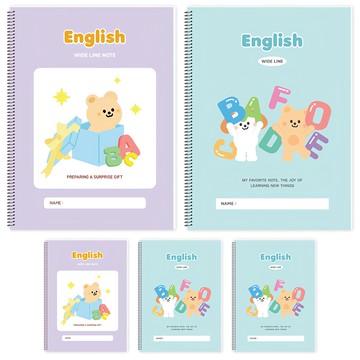 Tamsaa 寬行距小學英語寬版螺旋筆記本 5本1套  藍色 + 紫色  5個