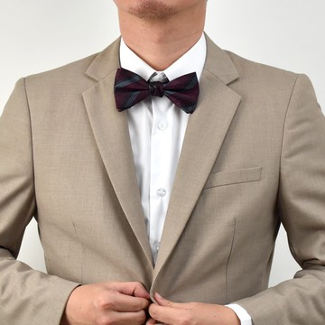 領結 紅綠底銀色斜線NL198