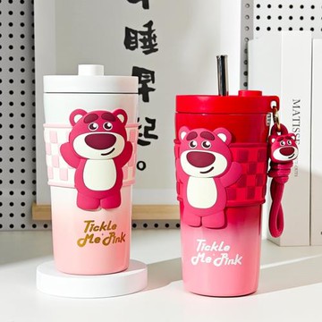 草莓熊316保溫杯女生辦公室吸管隨手咖啡杯大容量水杯高顏值杯子