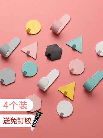 鐵藝創意免打孔承重掛鉤壁掛架墻壁強力無痕粘鉤宿舍門后免釘貼鉤