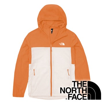 【THE NORTH FACE 美國】男防風連帽外套『白/橘』NF0A87VY 戶外 露營 登山 健行 休閒 時尚 防風 連帽 外套