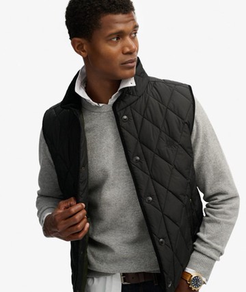Superdry Men's Quilted Estate Gilet Black Size: M