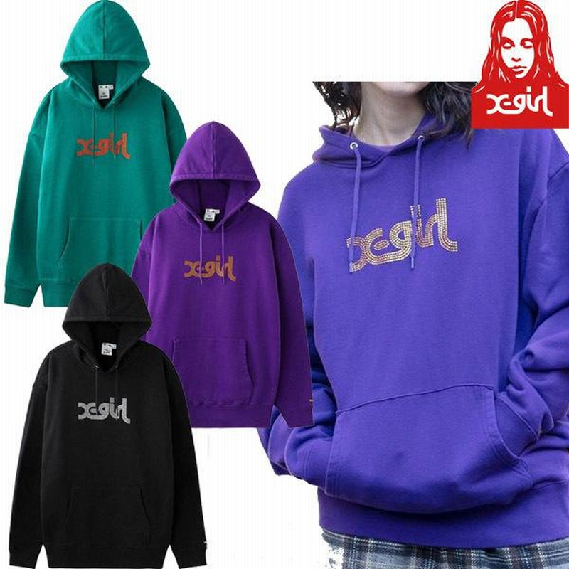 ☆セール SALE☆ エックスガール X-GIRL RHINESTONE LOGO SWEAT HOODIE ...