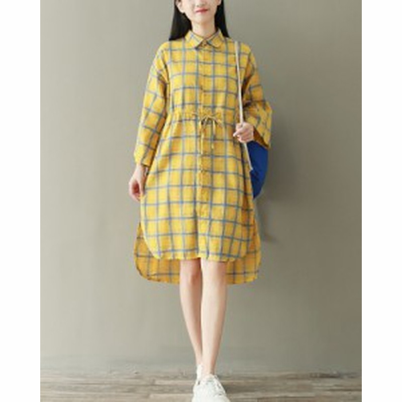 ウエストリボンシャツワンピース イエロー アシメトリー ロング丈 長袖 カーディガン フェミニン ガーリー 通販 Lineポイント最大1 0 Get Lineショッピング