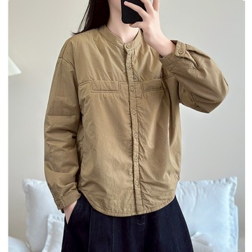 圓領鋪棉復古休閒外套255073
