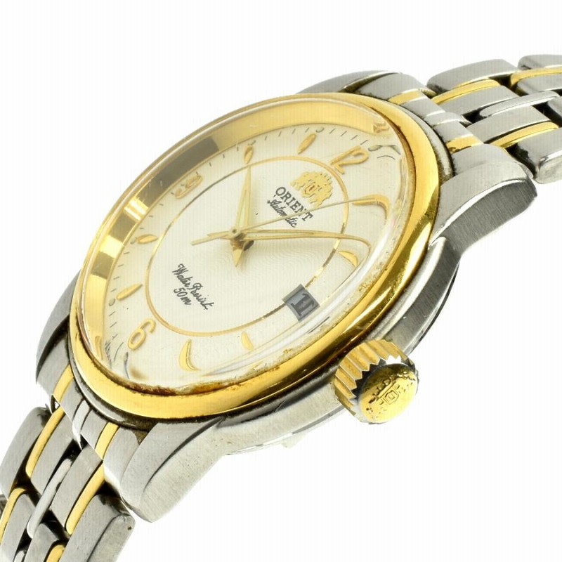 未使用ORIENT 自動巻きアナログ時計 ゴールド ORIENT([トケイ]オリエント) / 自動巻腕時計/アナログ/レザー/WHT/BLK