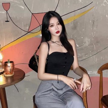 蹦迪女裝夏修身性感黑色抹胸背心女無肩帶辣妹打底衫露臍短款上衣