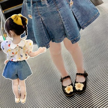 夏季新款洋氣可愛牛仔短褲 韓版女童甜美時尚百搭褲裙 女童褲裙 女童短褲 女童牛仔褲 女童牛仔短褲H１