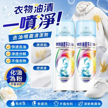 衣物去漬劑 衣物乾洗噴霧 衣服去漬劑 免水洗去漬神器 一噴淨 衣領污漬快速分解滲透 輕鬆瓦解頑固污漬 適用布藝品鞋子包包
