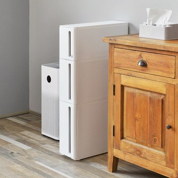 日本 squ+ 日製 17 面寬抽屜式隙縫收納櫃附輪 白 三層款 - 白