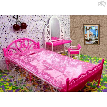 全新 換裝娃娃 30cm 6分娃心怡 芭比娃娃玩具床 大床 雙人床 公主床 梳妝臺