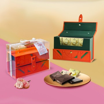 【Diva Life】綻放馨意-風味巧克力32入皮質手提盒-橘