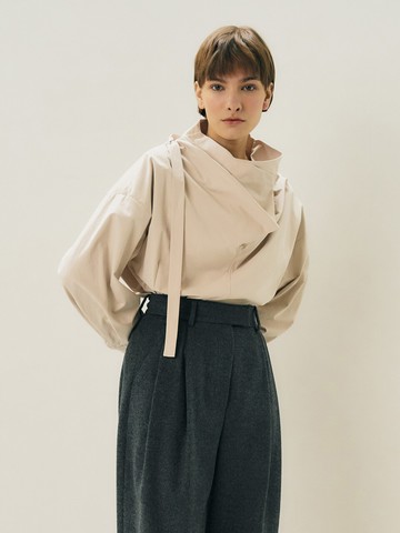 Cowl Neck Blouse - Beige