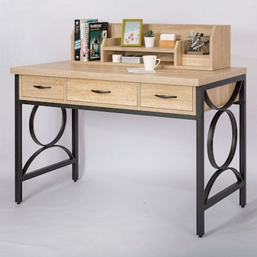 文創集 米哥雙色4尺三抽書架書桌組合(二色可選)-120x59x104cm免組