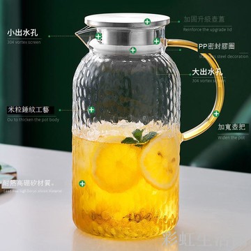日式涼水壺家用耐高溫玻璃套裝錘紋冷水壺夏季冰箱大容量防爆茶壺