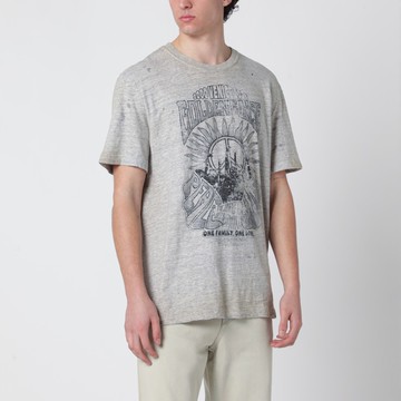 Grey vintage-effect T-shirt with print