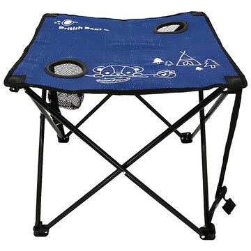 英國熊 單寧風摺疊桌 免組裝 秒搭速收超輕便 附收納袋  48 x 48 x 43cm  48cm  藍色