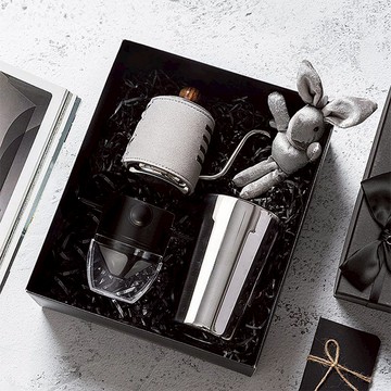 棱角保溫杯咖啡三件禮盒組(棱角保溫杯460ml-共3色/咖啡壺-共2色/咖啡濾網) 棱角杯-黑/咖啡壺-灰