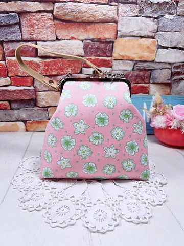 和風小花 口金零錢包/化妝包/多功能包~附提帶