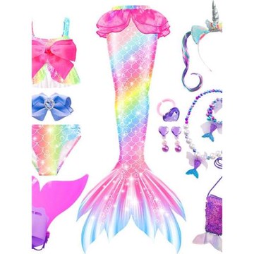美人魚尾巴兒童泳衣女寶寶公主裙人魚游泳服裝美人魚泳裝女童溫泉