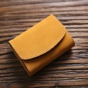 真皮手工拉鍊零錢包