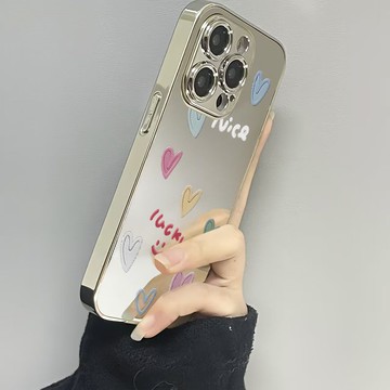 免運+隔日🚚電鍍鏡面手機殼 笑臉多彩愛心 適用於蘋果17promax 16Pro 15plus14 13 1211防摔
