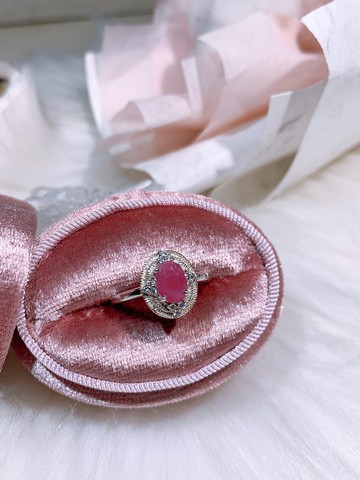 天然紅寶石 粉紅寶十字盾牌造型戒 0.97克拉 925純銀 7月誕生石