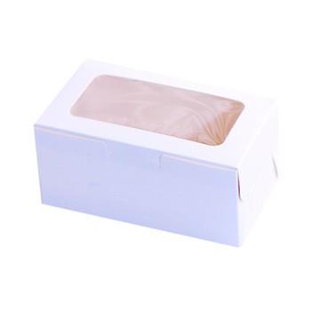 組裝式開窗禮品包裝盒 附瑪芬內襯 2個 中款  白色  40個