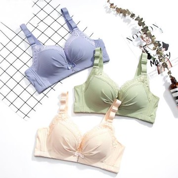 內衣女無鋼圈顯大薄款小胸聚攏調整型文胸蕾絲舒適上托胸罩防下垂