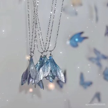 在臺好貨💥不掉色魚尾項鏈漸變美人魚百搭鎖骨鏈鏈與深空祁煜衕款