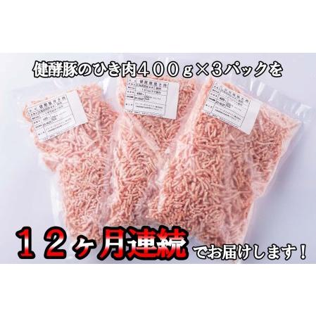 ふるさと納税 ＜定期便12回＞ 北海道産 健酵豚 ひき肉 計 1.2kg (全