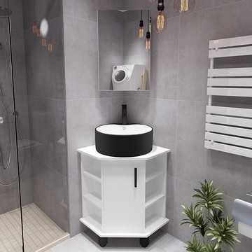 免運 浴室櫃  小戶型浴室櫃  小戶型扇形浴室柜衛生間轉角落地洗漱臺墻角三角洗手洗臉盆 柜組合 可開發票 全館八折 工廠現貨直銷 新品特價 y9056