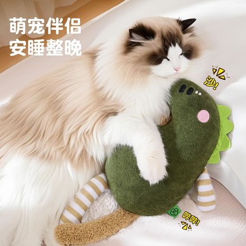 【臺灣出貨】貓玩具寵物逗貓耐咬磨牙陪伴安撫自嗨解悶神器小恐龍防水發聲玩具