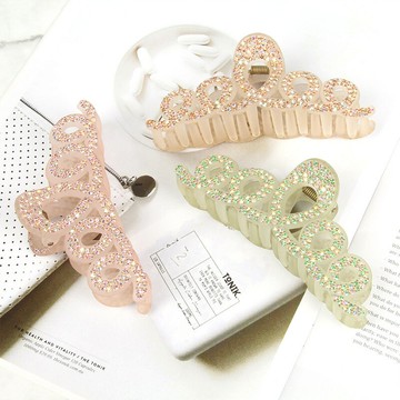 韩国新款满钻发夹 镶钻盘发抓夹女后脑勺发饰ins发卡气质高档头饰