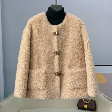 【巴黎精品】現貨+預購 羊毛大衣皮草外套-保暖時尚短款加厚女外套4色v1ap28