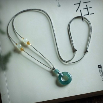 天然翡翠平安扣A貨項鏈吊墜玉石玉珮護身符男女情侶