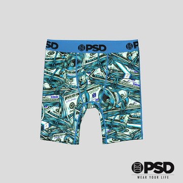 【PSD Underwear 官方旗艦店】MONEY- 男童平口四角褲-鈔票滿天飛-藍色