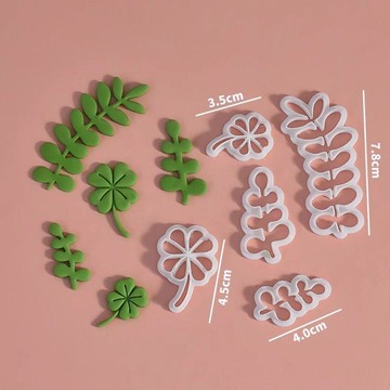 新款樹葉清香木樹葉葉子四葉草花環蛋糕裝飾模具翻糖切模烘焙壓模