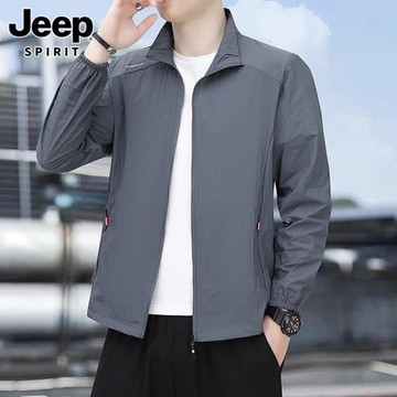 JEEP SPIRIT防曬衣男士夏季運動釣魚冰絲透氣空調服休閑外套男裝