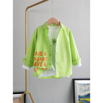 兒童襯衫2024春秋裝新款韓版潮寶中大童裝男童洋氣寬松長袖襯衣