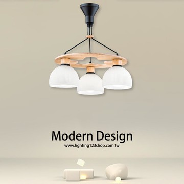 木製品玻璃造型吊燈 F121-19-30574