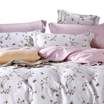 eyah 宜雅 100%萊賽爾天絲床包 + 枕套 翠韵春曉 台灣製  花卉 粉色  單人