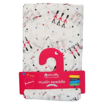 piccalilly 皮卡儷儷 有機棉嬰幼兒襁褓包巾 120*120公分  衛兵換崗 白色